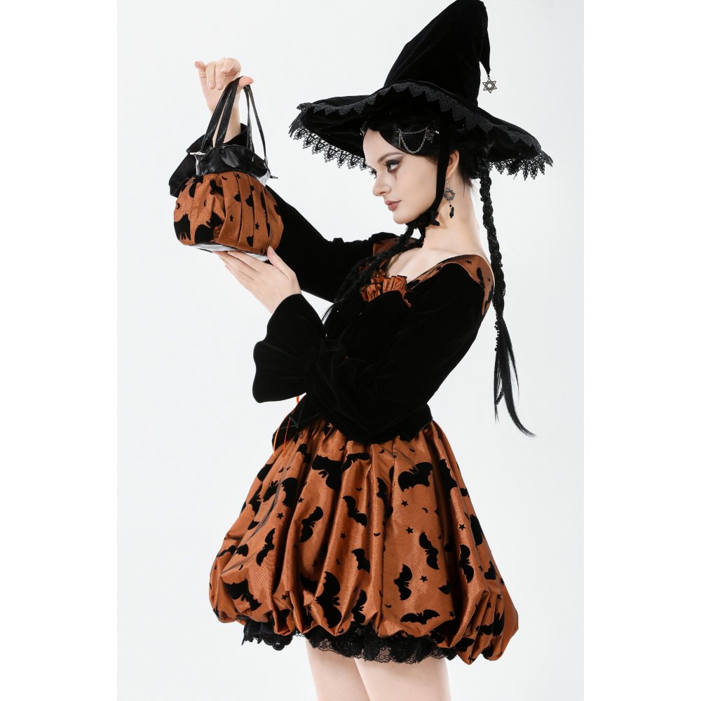 Halloween Beuteltasche in schwarz-orange Fledermausmotiv