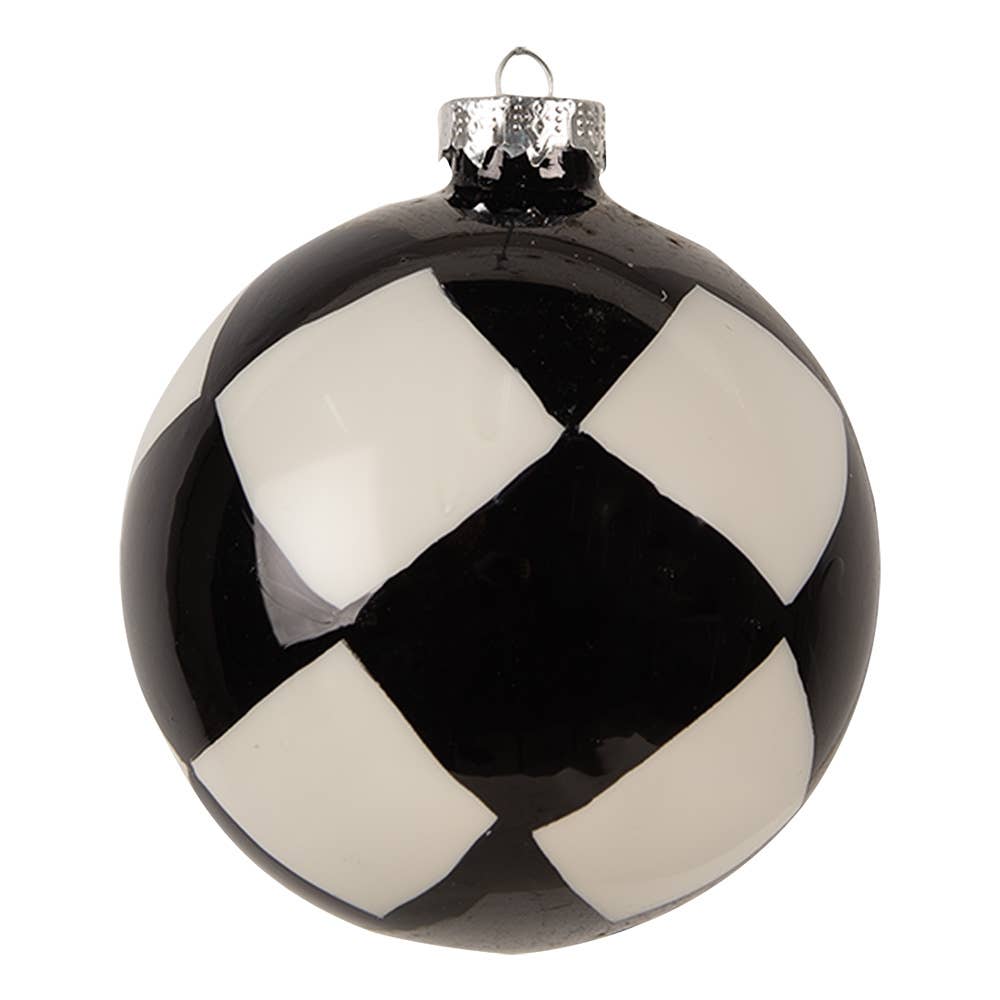 Christbaumkugel Ø 10x10 cm, schwarz-weißes Glas