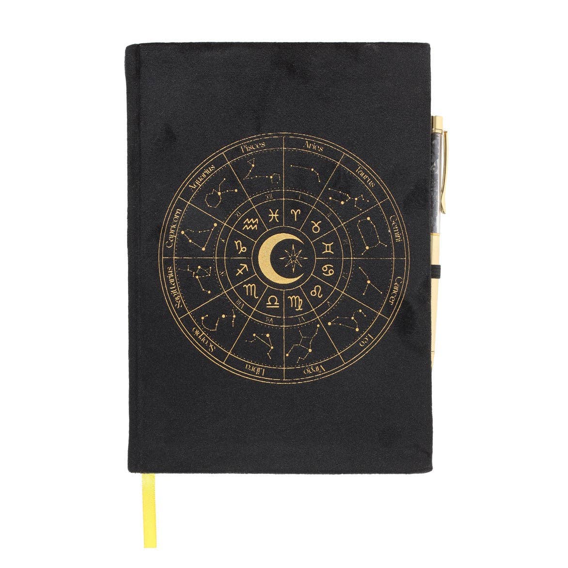 Astrologie Tierkreiszeichen Tagebuch Samt mit schwarzem Obsidianstift