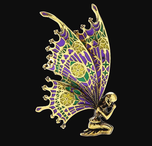 Vintage Look Brosche Elfe violett