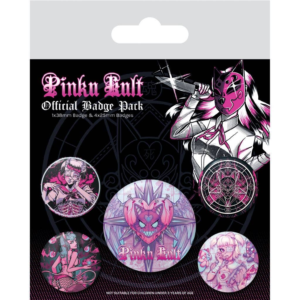 Pinku Kult (Deliciously Dark) Button Set (5 Stück.)