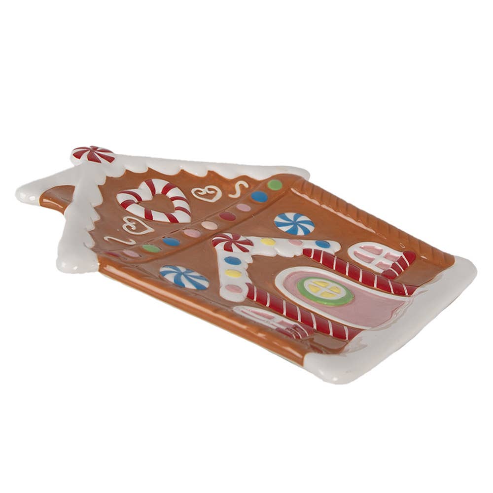 Frühstücksteller Lebkuchenhaus 20x21x2 cm Braun