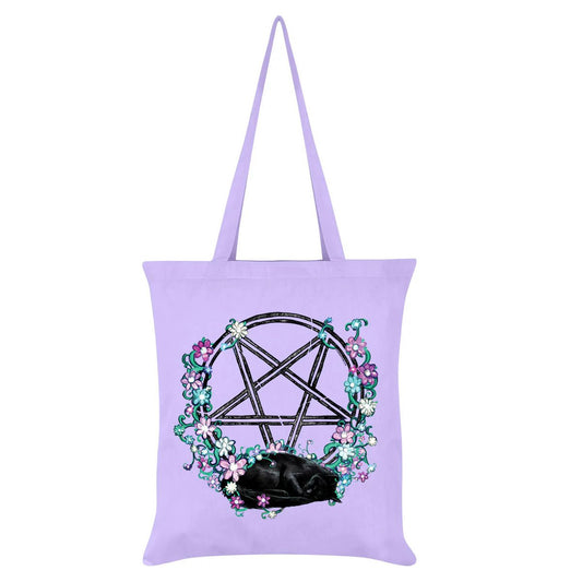 Gothic Stofftasche in Türkis Cat & Pentagram