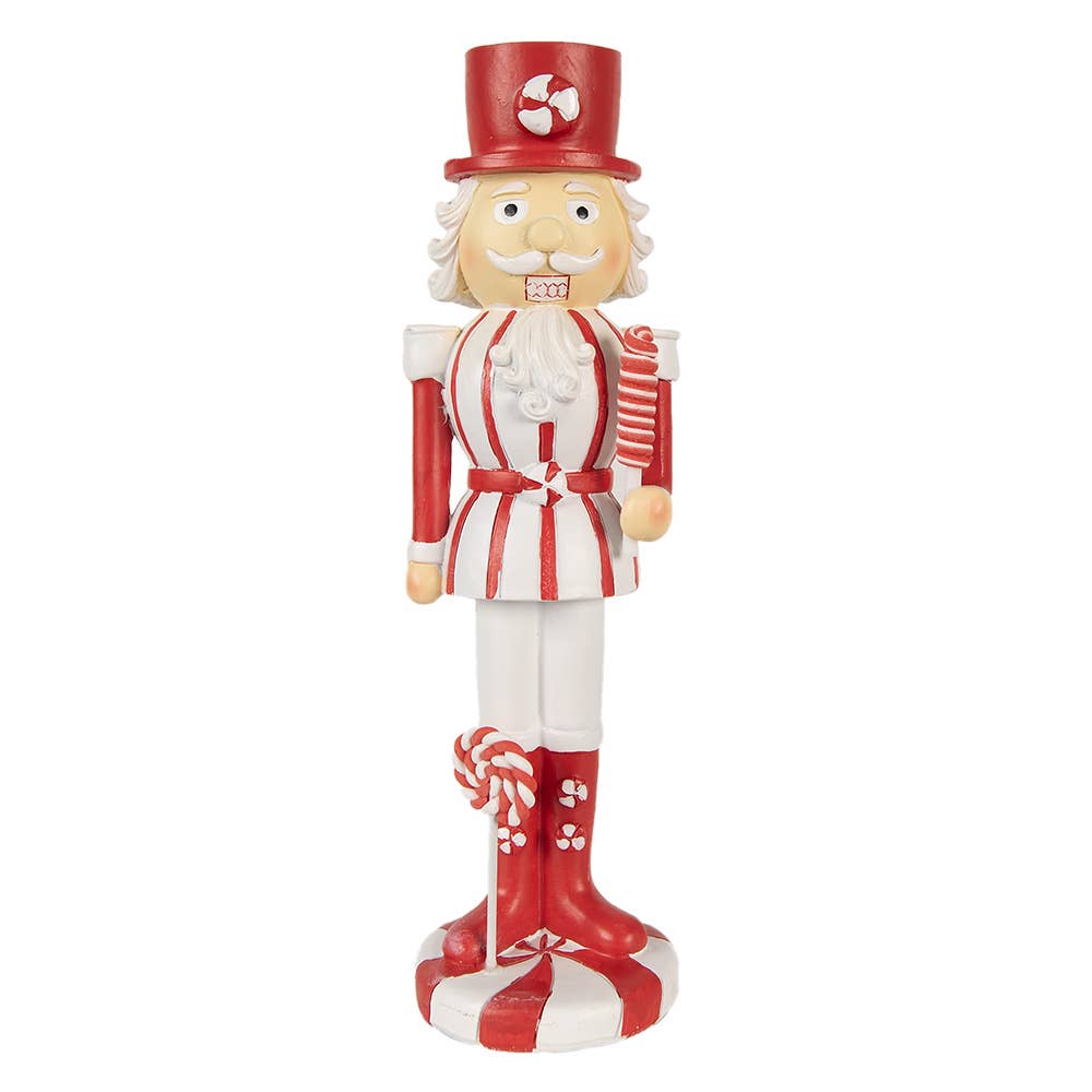 Weihnachtsdekofigur Nussknacker 23 cm, weiss-rot Lollipop