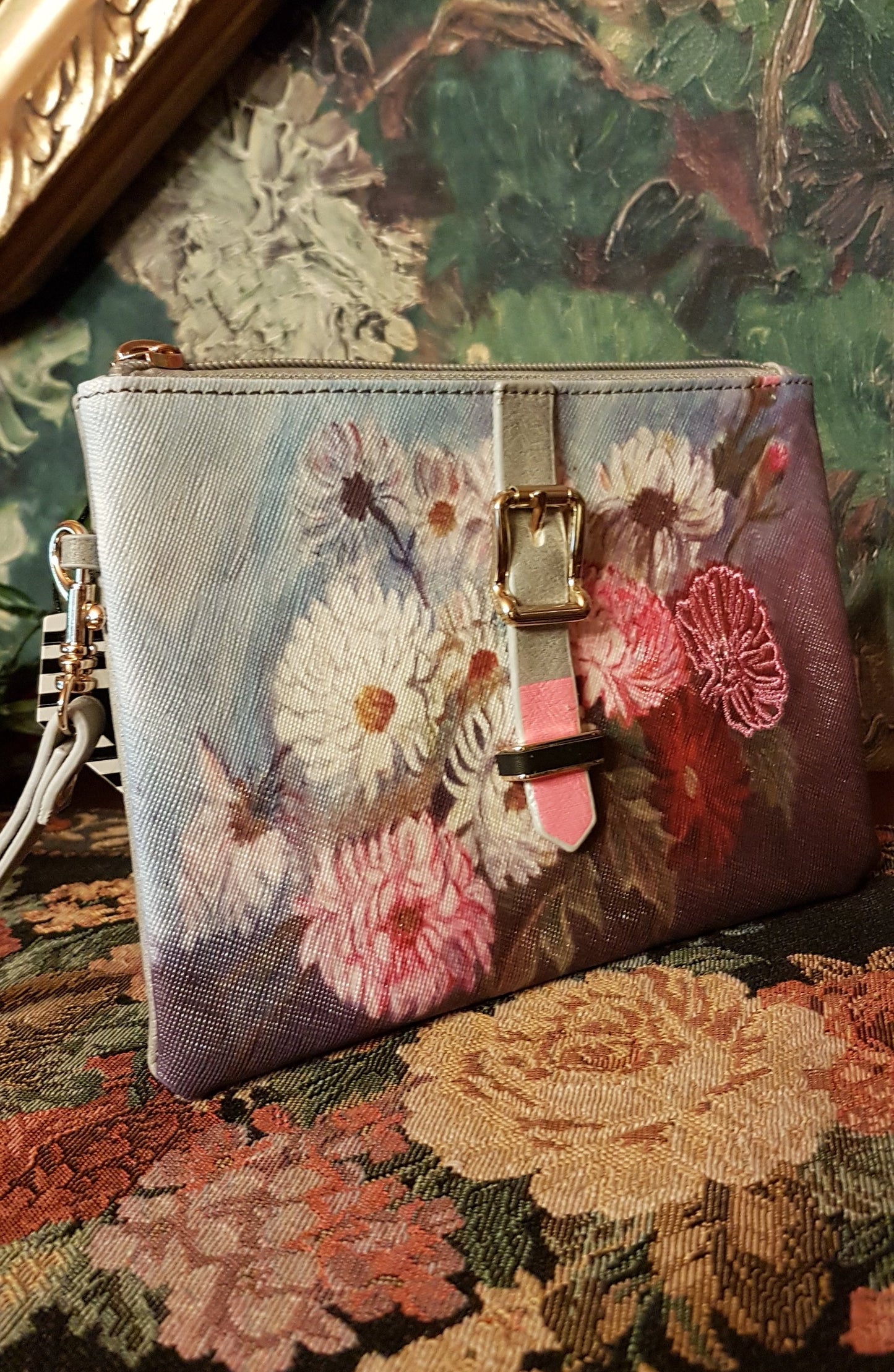 Vintage Kosmetiktasche Blumen 3D