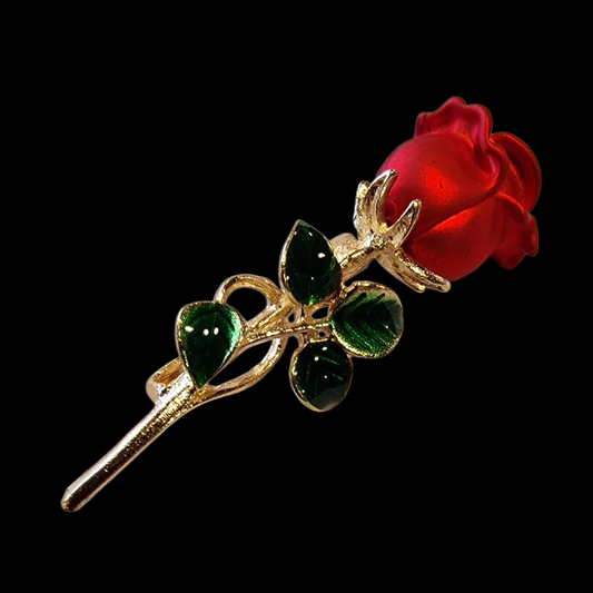 Süße vintage Look Brosche rote Rose