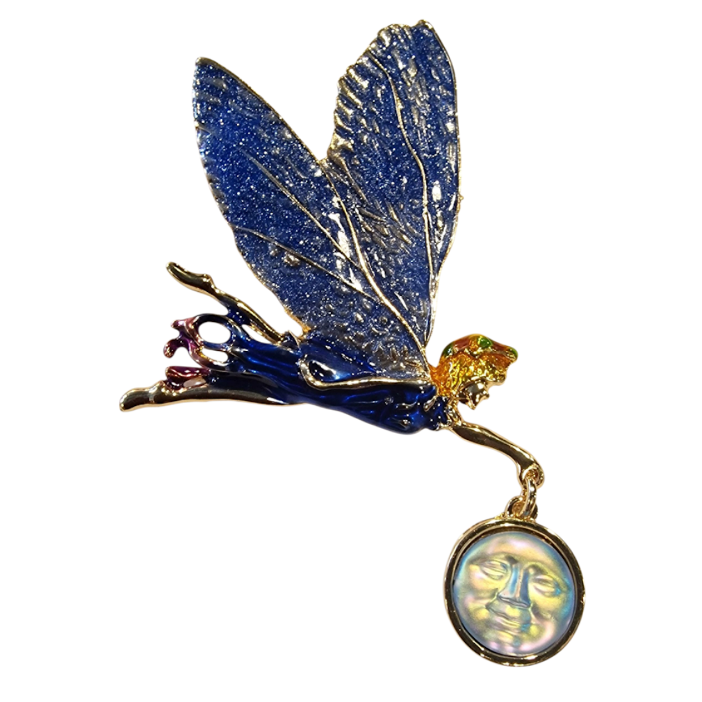 Fantasy Brosche Elfe mit Mond