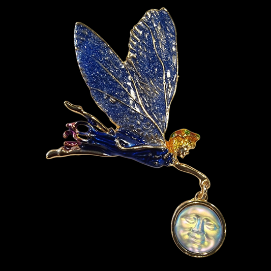 Fantasy Brosche Elfe mit Mond
