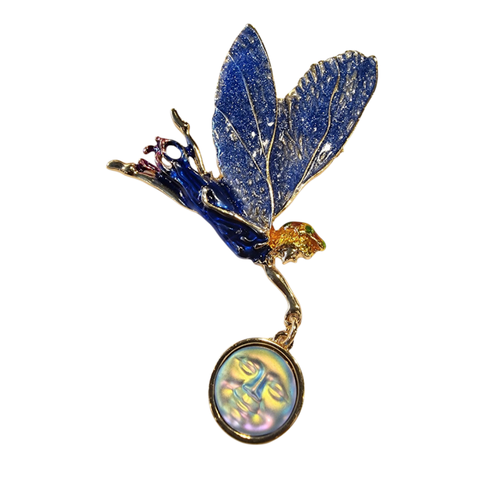 Fantasy Brosche Elfe mit Mond