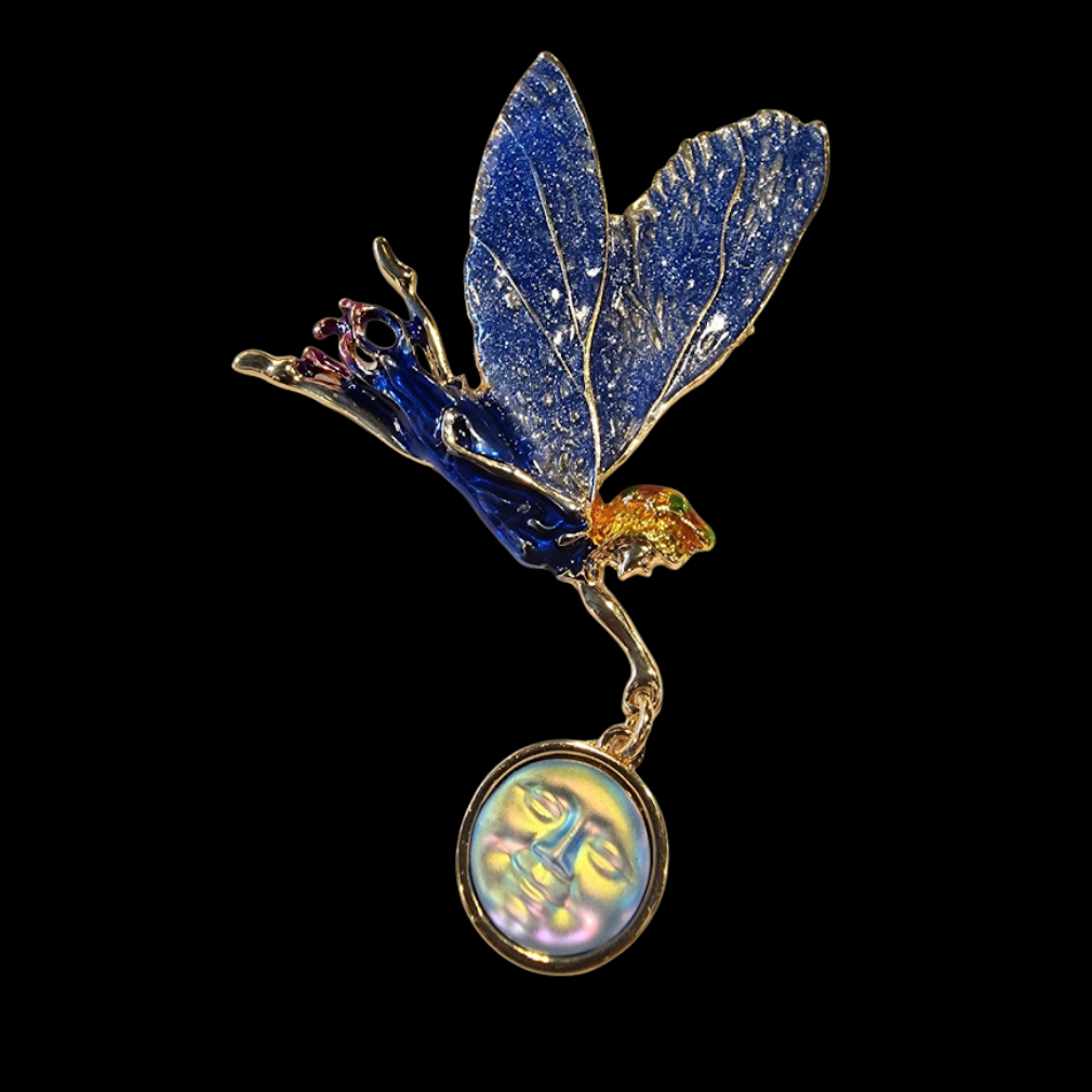 Fantasy Brosche Elfe mit Mond
