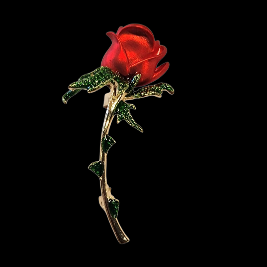 Vintage Brosche rote Rose
