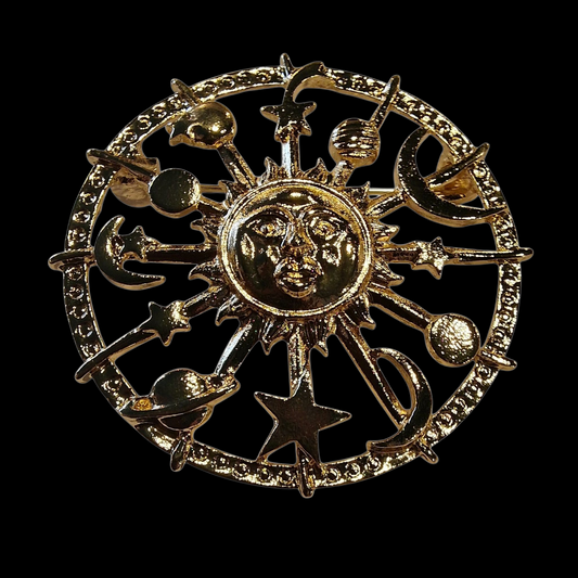 Brosche barock Sonne und Sterne