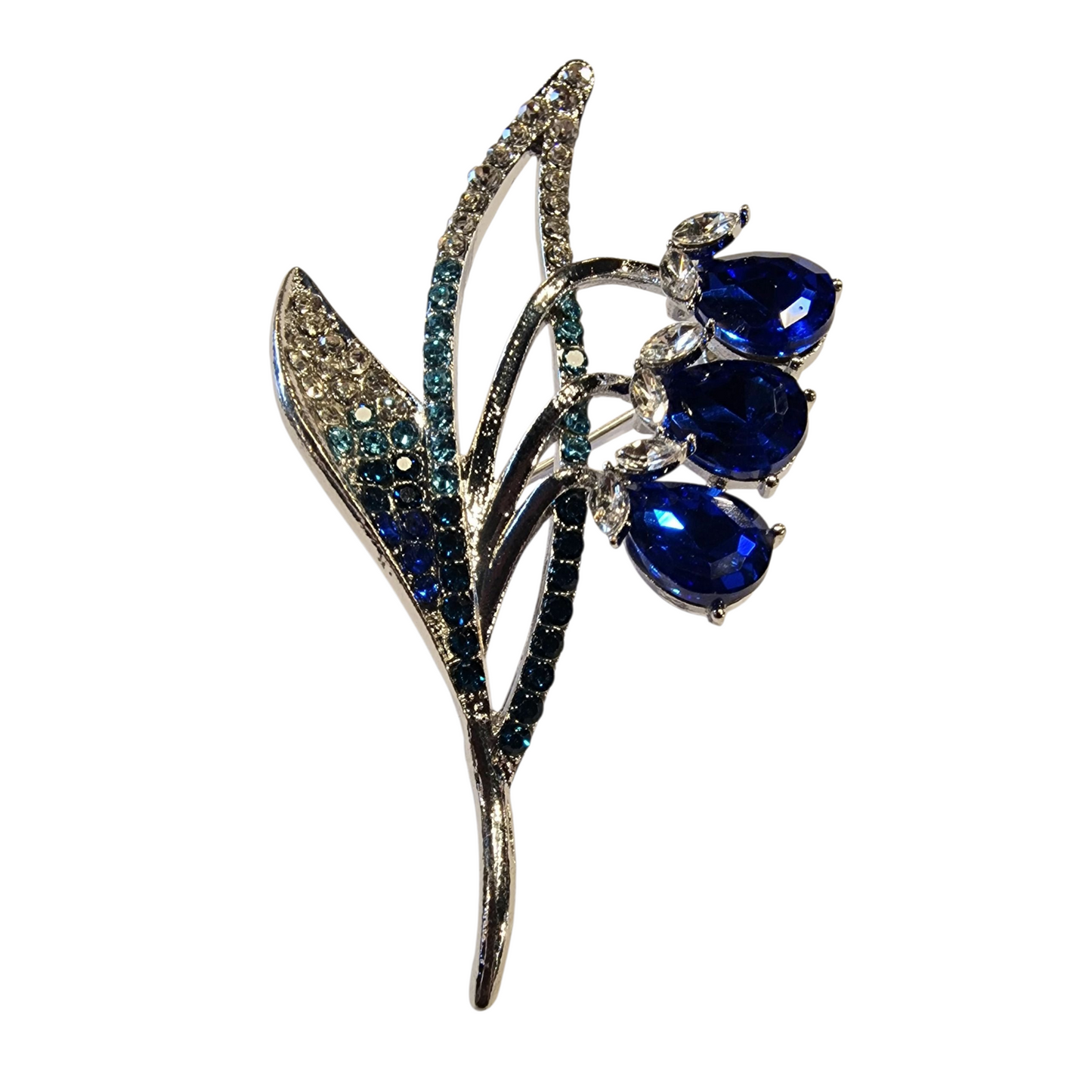 Vintage Brosche Orchidee blau