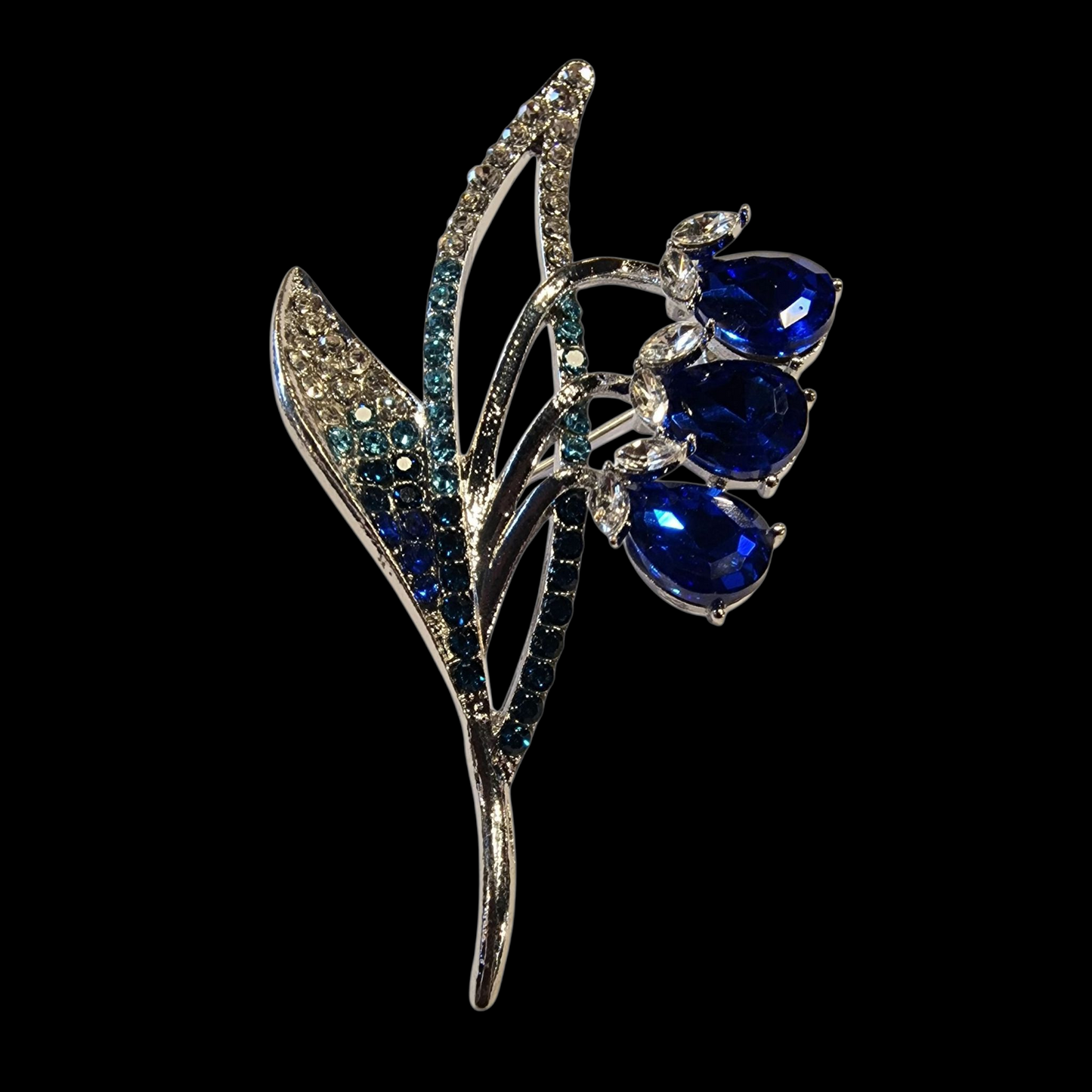 Vintage Brosche Orchidee blau