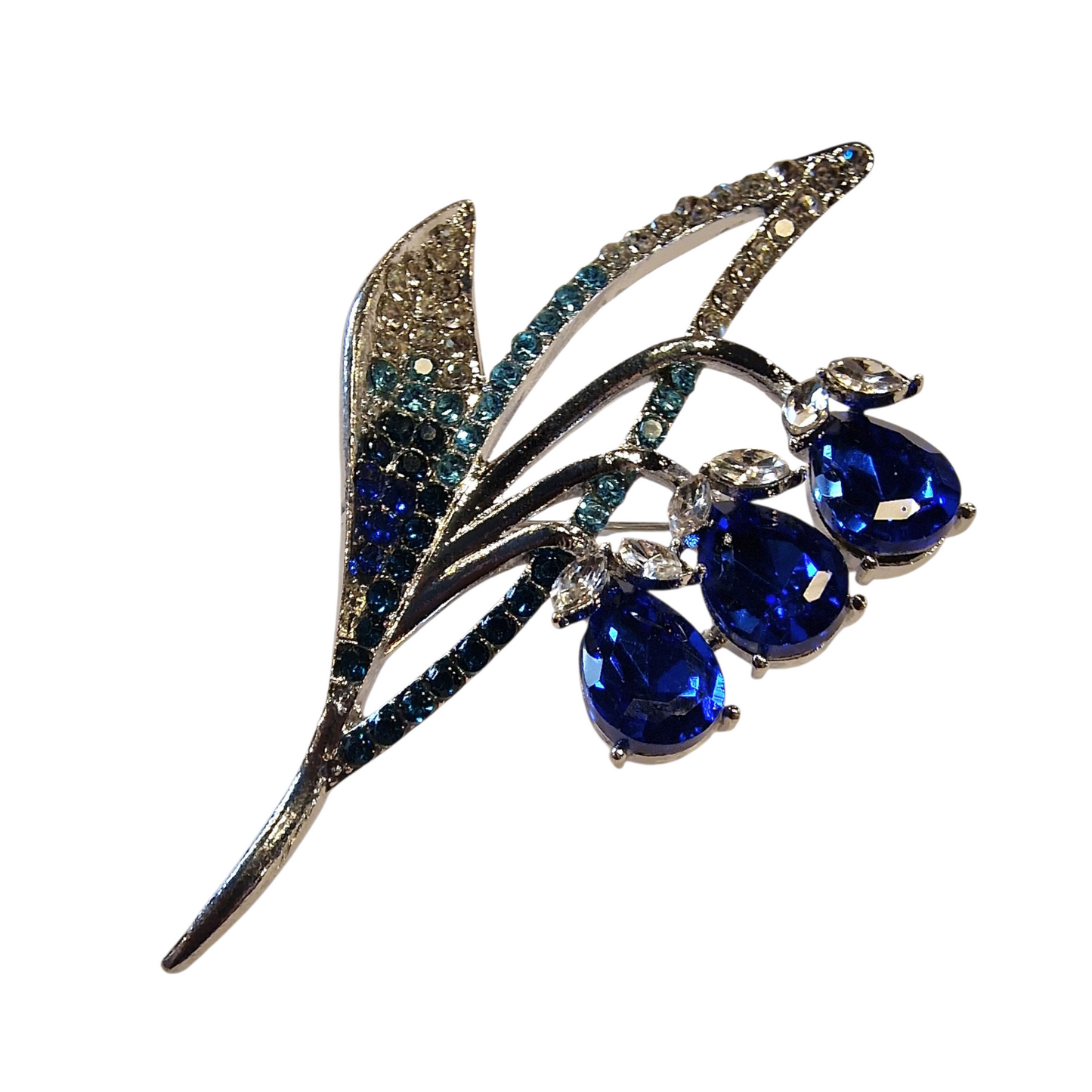 Vintage Brosche Orchidee blau