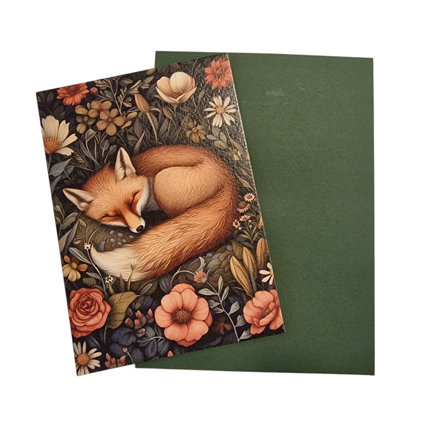 Schlafender Fuchs vintage Grußkarte mit Umschlag
