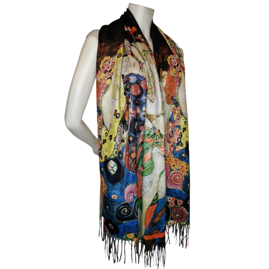 Warmer Schal mit Kunstmuster "Die Jungfrauen" von Gustav Klimt