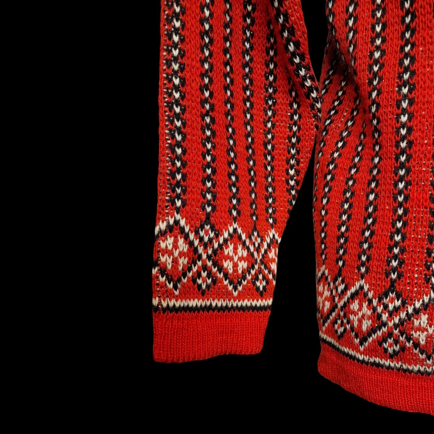 Vintage Norwegerpulli Pullover Rot in rot-weiß Gr S/M warme Wolle