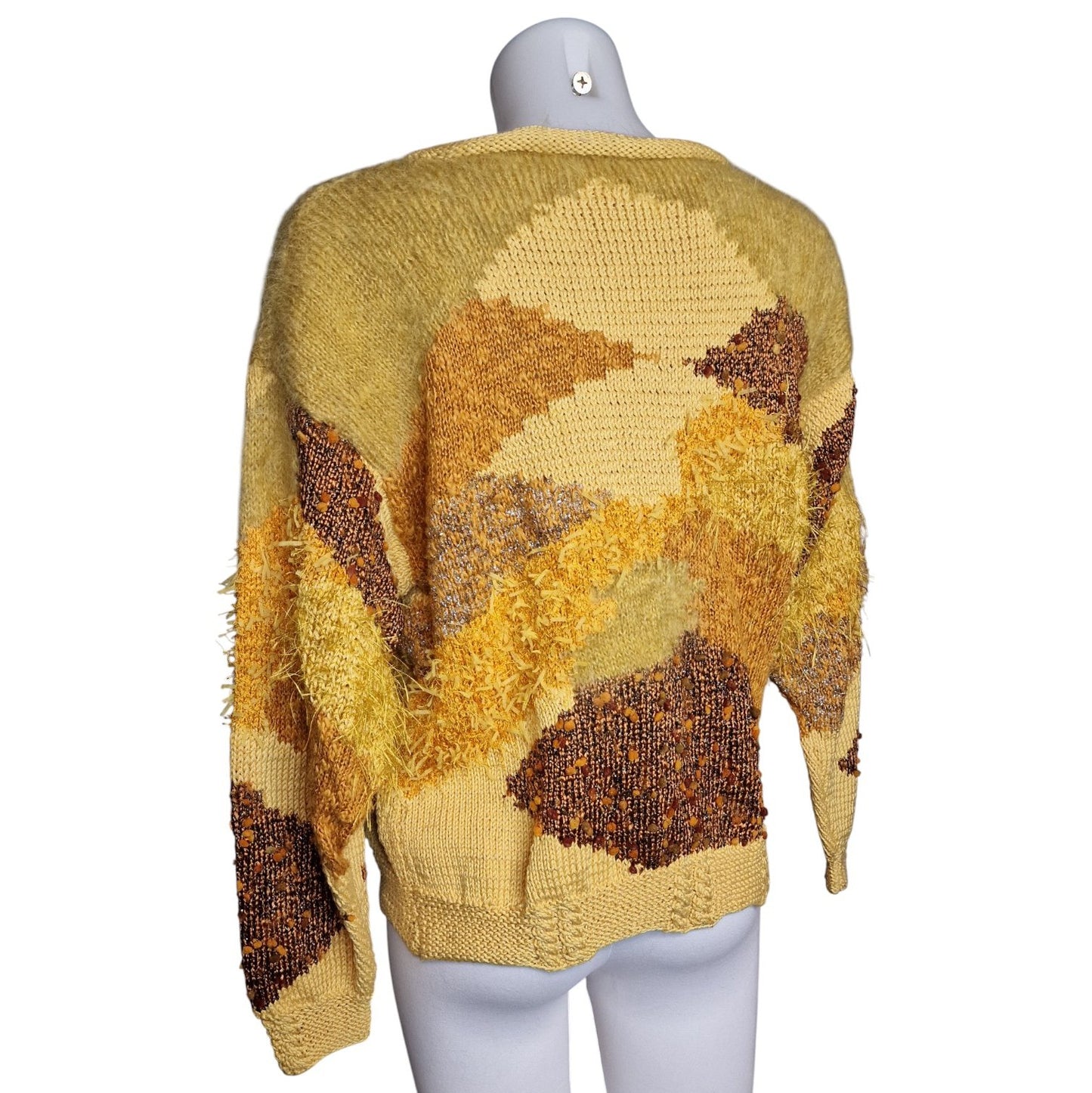 Toller Trau Vintage im 80er/90er Materialmix Patchwork in Gelb-Braun M