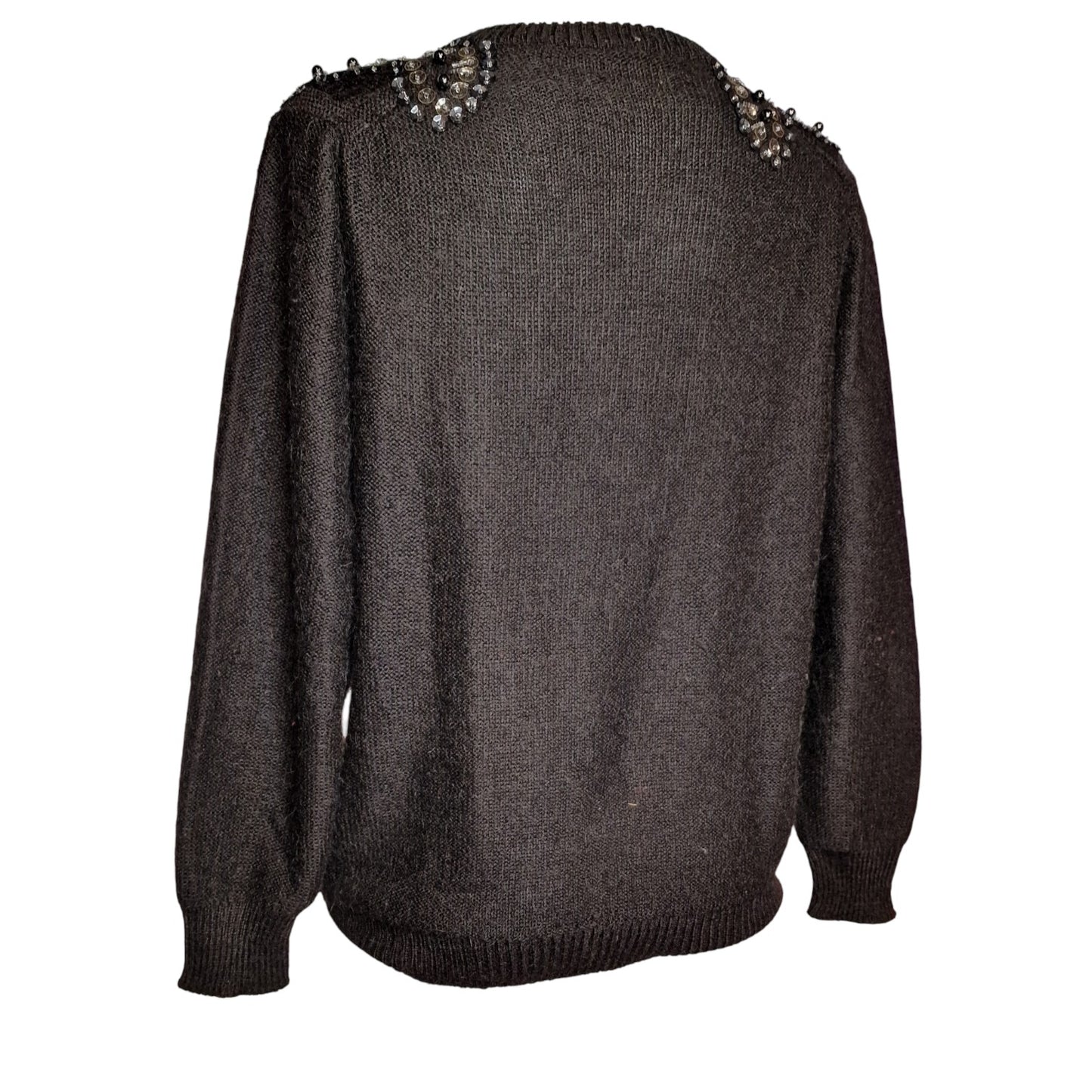 True Vintage Strickjacke 90er in schwarz mit Perlen und Pailletten M