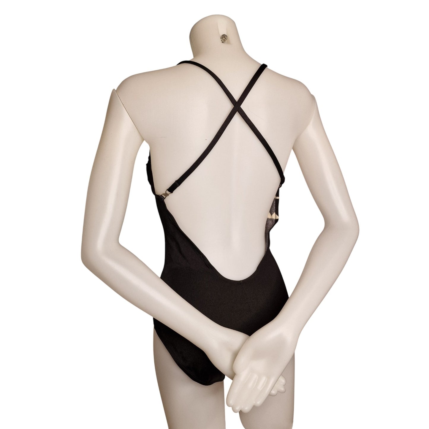 Vintage Badeanzug mit Art Deco Silhouette Schwarz-Weiß S Avantgarde