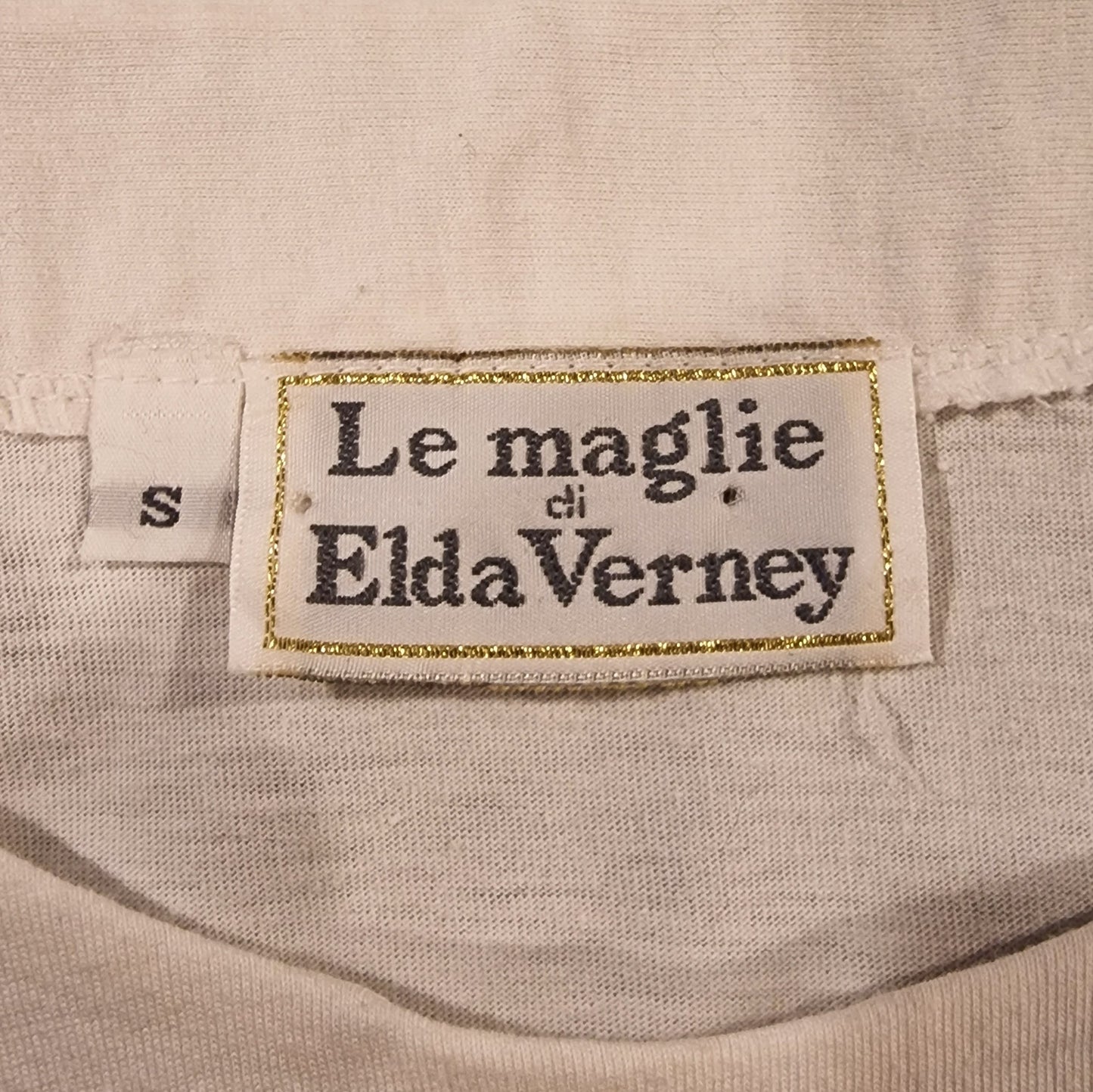 Vintage Designer Bluse "Le maglie di Elda Verney" Beige Schleife Gr. S