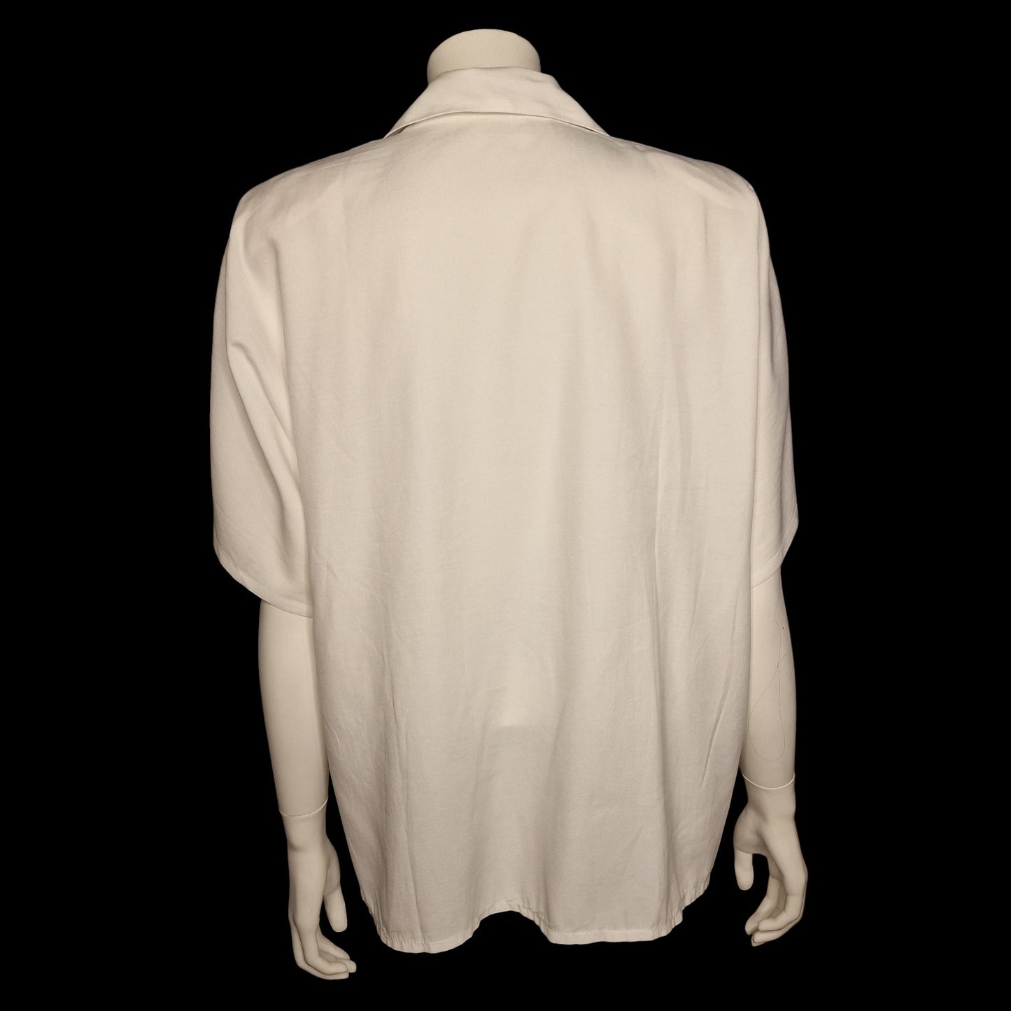 Leichte 80er vintage Sommer Bluse Vogel-Stickerei mit Brusttasche XL