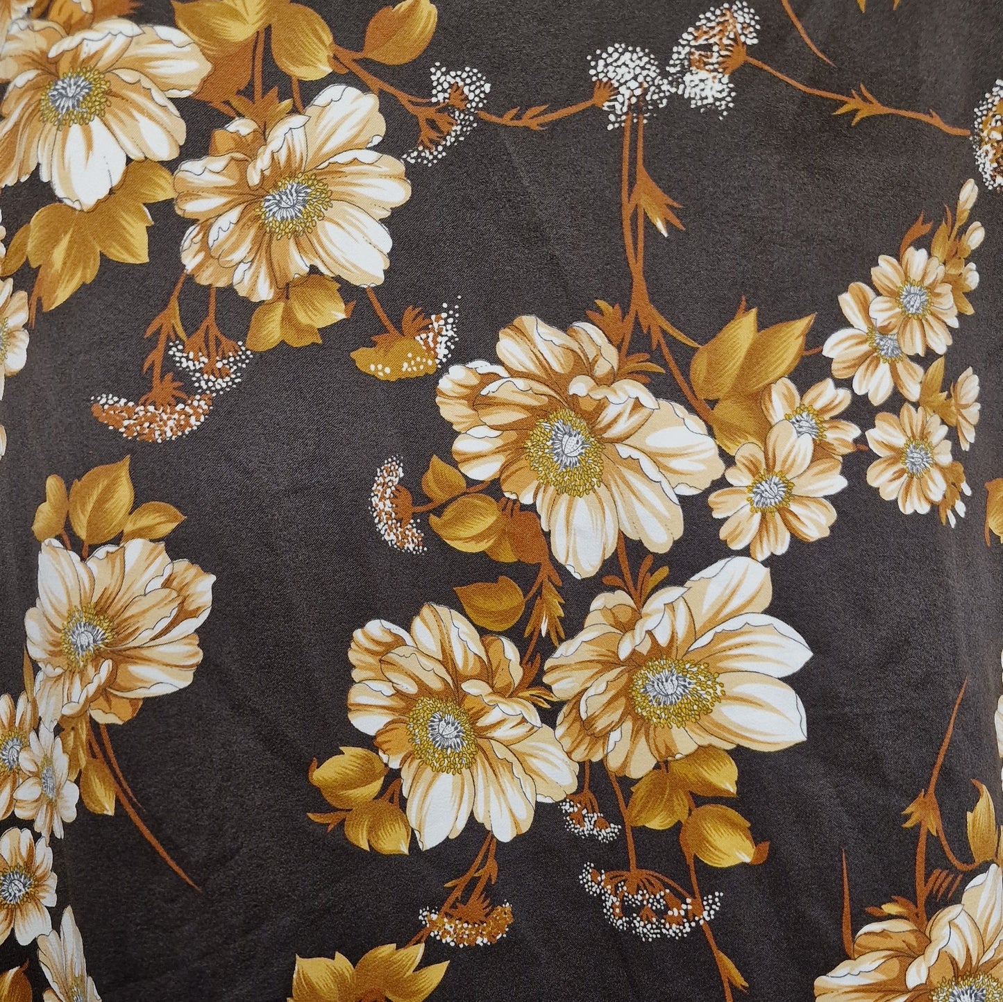 Nostalgische Vintage Bluse Braun mit Blumenmuster braun XL 70er 80er Jahre