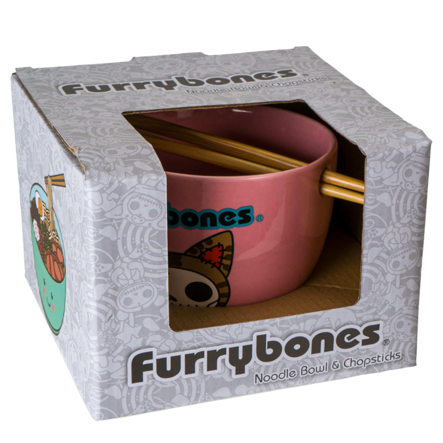 Kawaii Furrybones „Maneki“ Ramen-Schüssel Set mit Essstäbchen