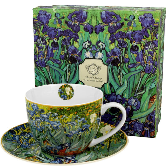 Vintage Duo Tasse mit Untertasse von Gogh Iris 260 ml