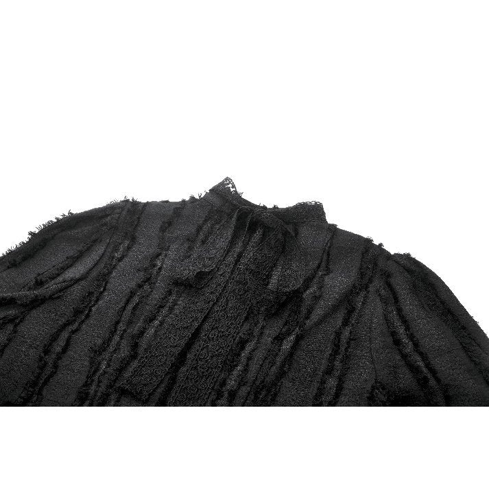 Gothic Zipfelbluse Hexe in schwarz mit Spitze