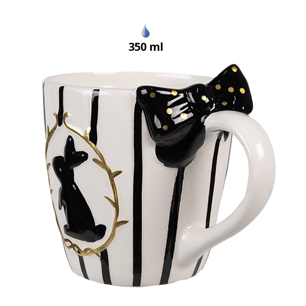 Tasse Hase aus Keramik, 350 ml, Weiß/Schwarz