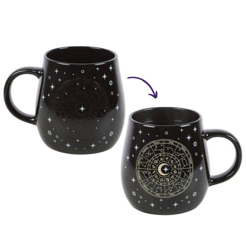 Astrologie Wheel Heat Thermobecher schwarz Gothic Tasse