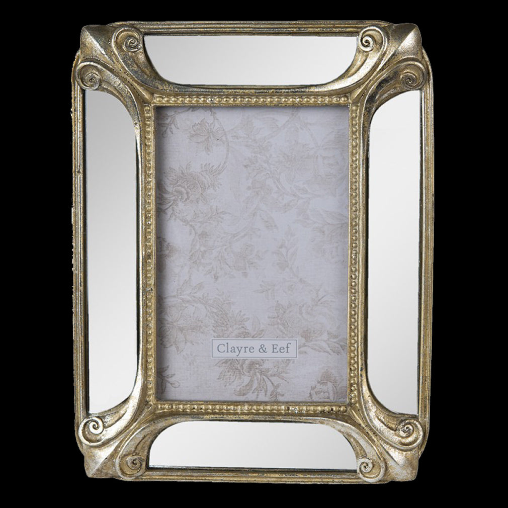 Jugendstil Bilderrahmen goldfarben mit Glaseinsatz 10x15
