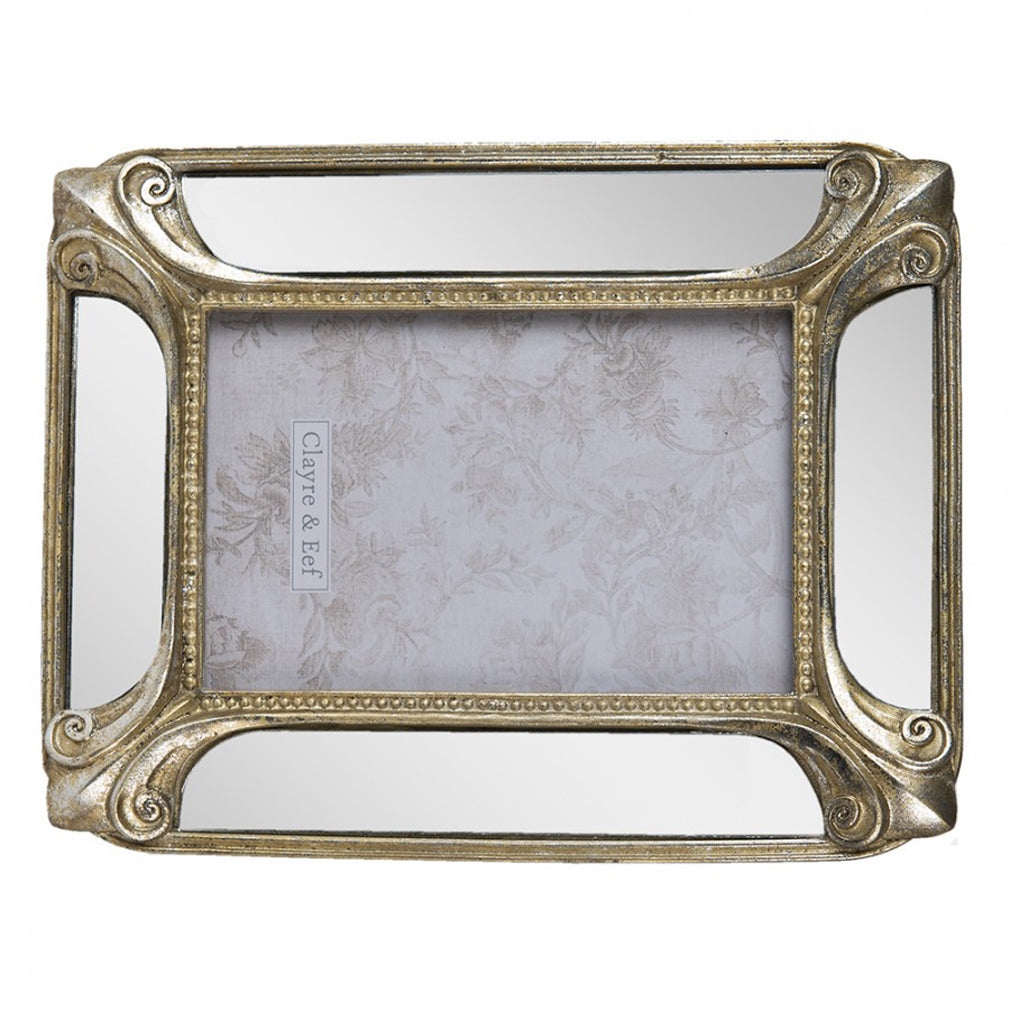 Jugendstil Bilderrahmen goldfarben mit Glaseinsatz 10x15