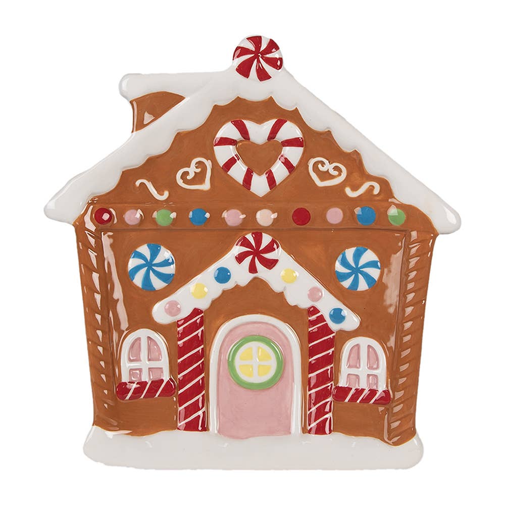 Frühstücksteller Lebkuchenhaus 20x21x2 cm Braun