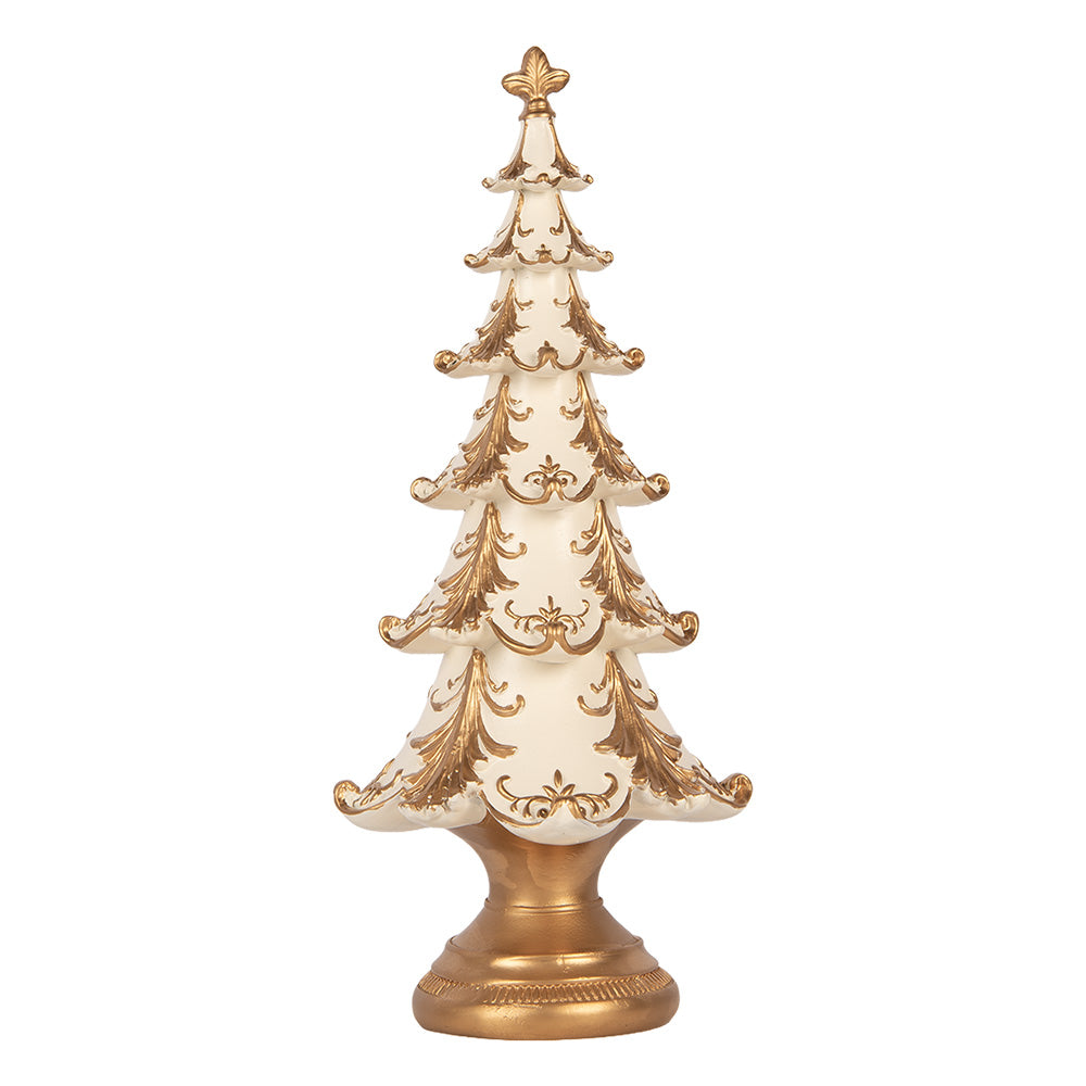 Weihnachtsdeko Tannebaum in weiß-gold vintage Clayre & Eef 30 cm