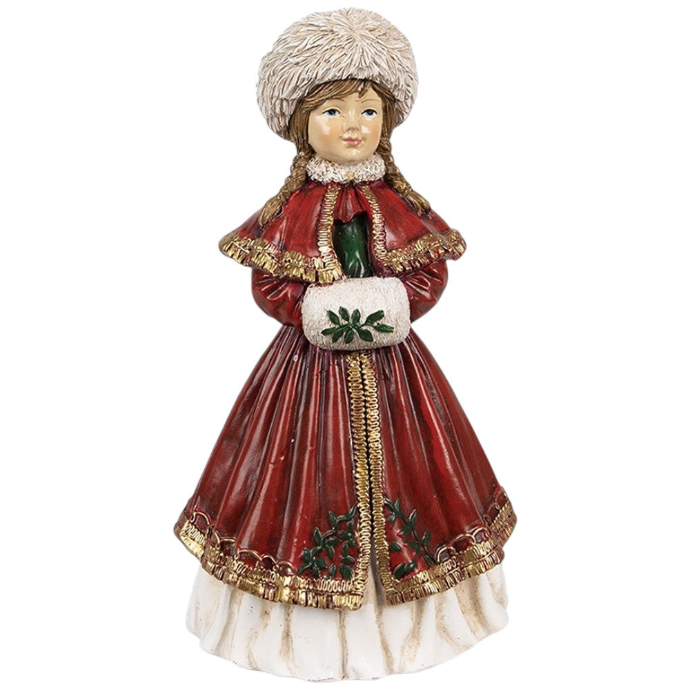 Weiihnachten Mädchen mit Muff – Nostalgische Vintage-Deko, 17 cm