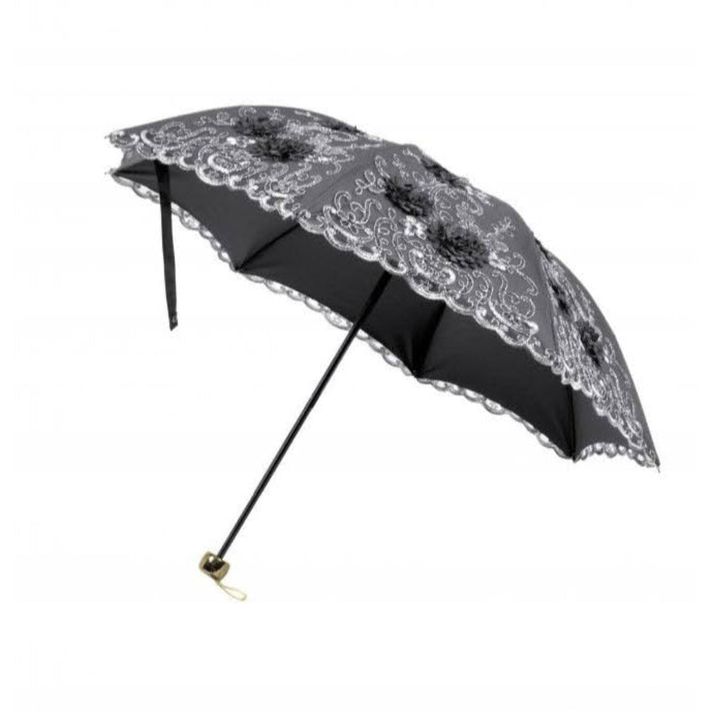 Romantischer Spitzenschirm Hochzeitsschirm schwarz-grau