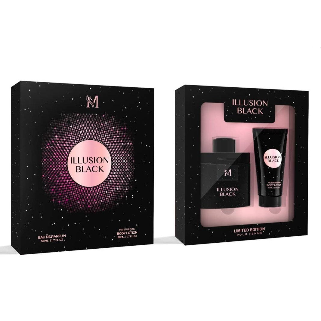 Parfüm-Set in schwarz-rosa "Illusion Black" 2x 50 ml