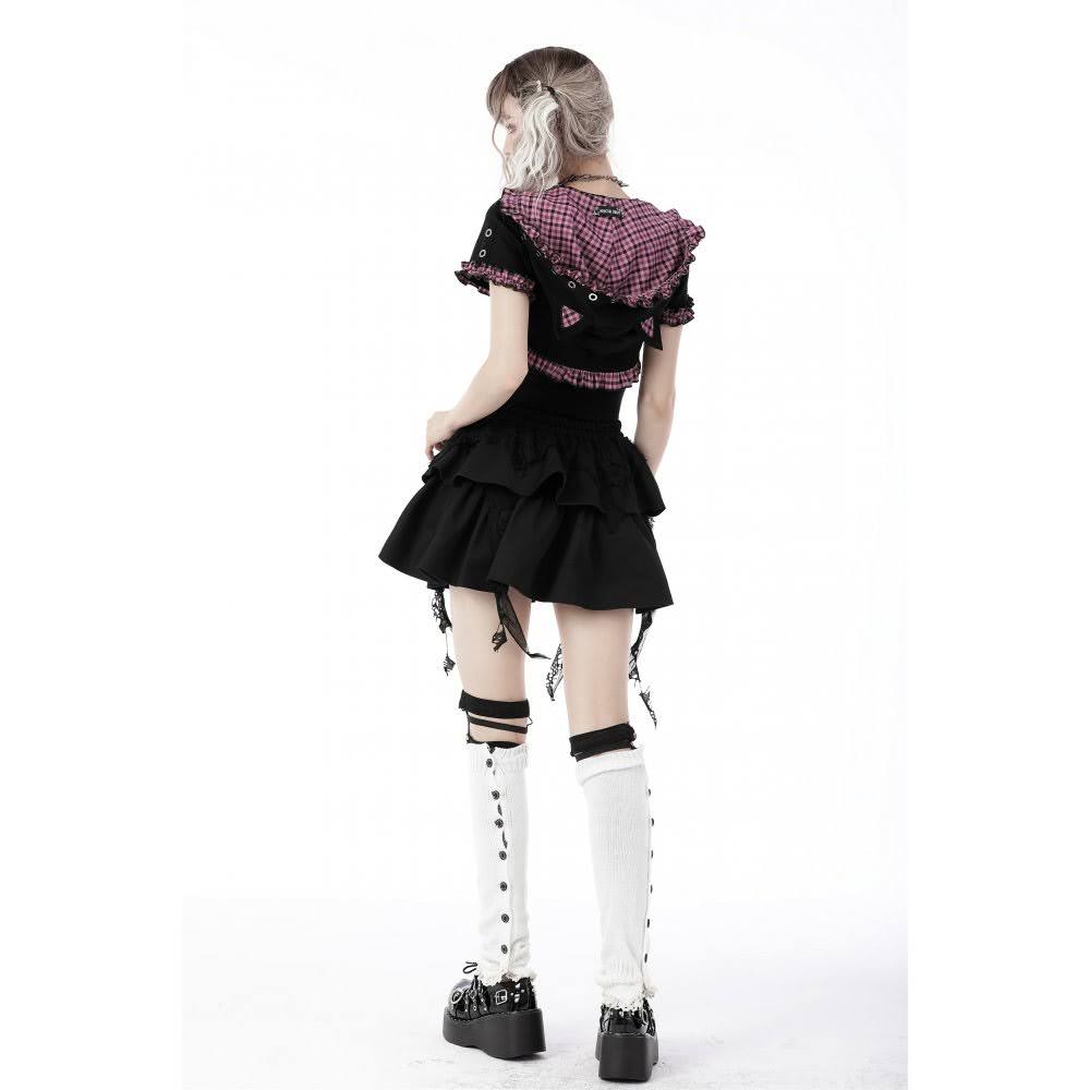 Gothic Kawaii Bolero schwarz-pink mit Katzenohren