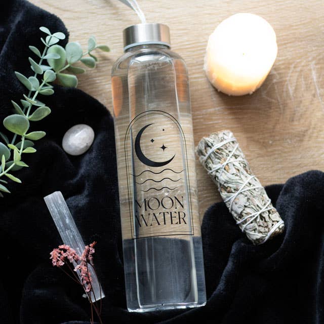 Wiederverwendbare Glaswasserflasche Moon Water
