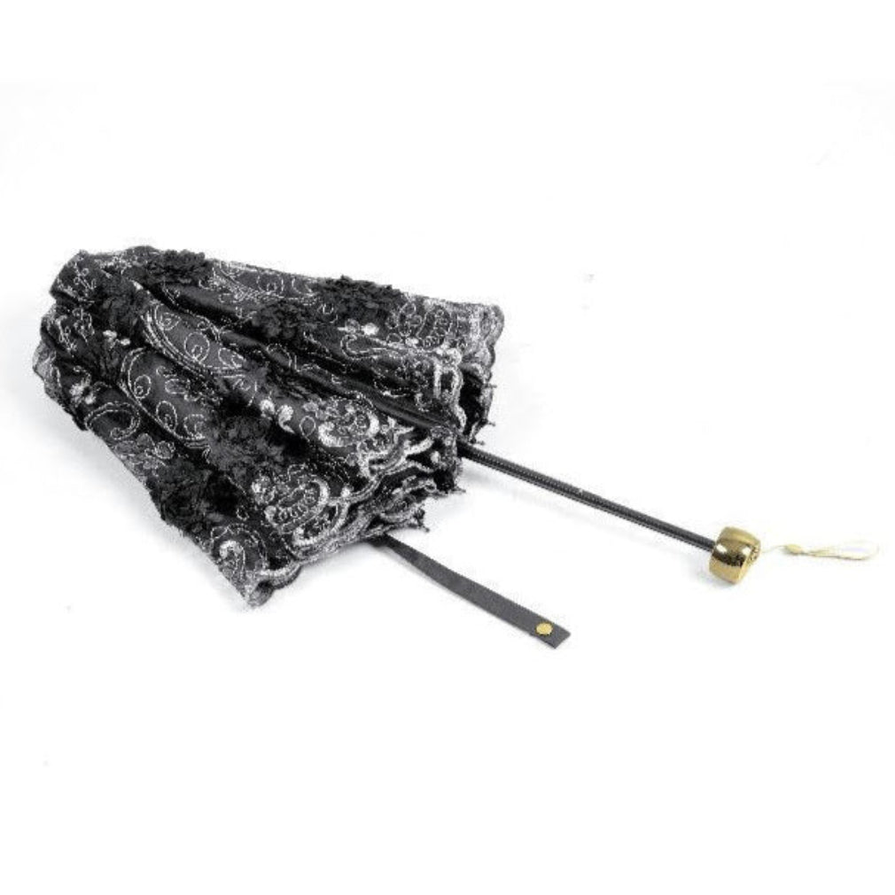 Romantischer Spitzenschirm Hochzeitsschirm schwarz-grau