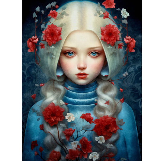 Vintage Lady with Flowers Grußkarte