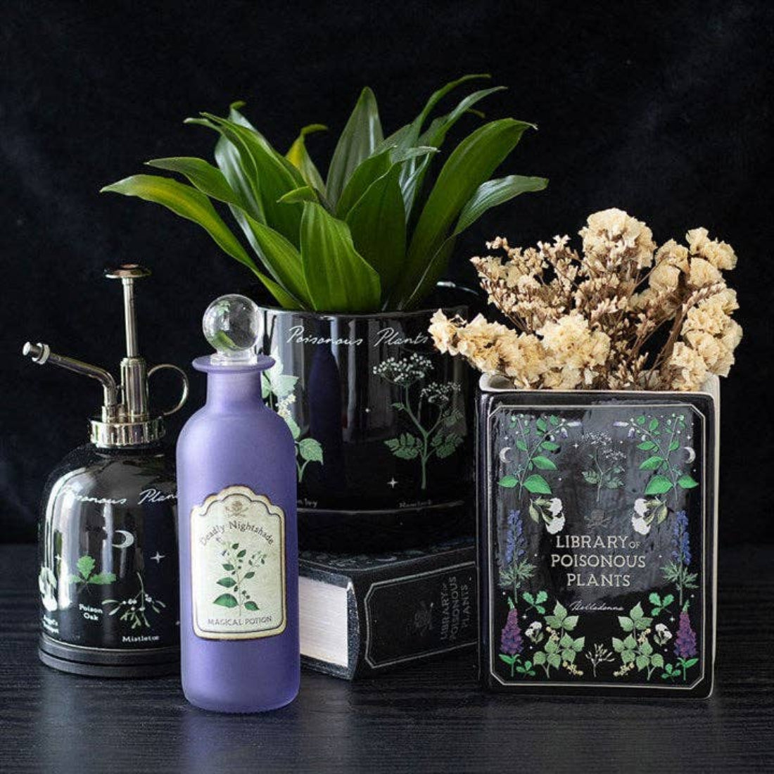 Poisonous buchförmige Vase mit giftigen Pflanzen