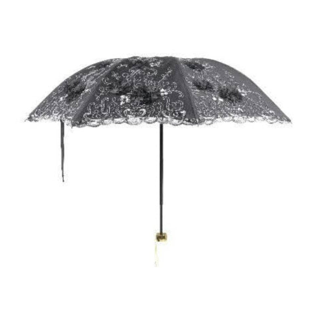 Romantischer Spitzenschirm Hochzeitsschirm schwarz-grau