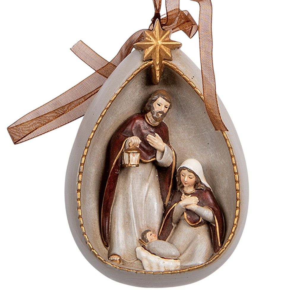 Weihnachtsanhänger Krippe mit Christbaumschmuck Clayre & Eef 11 cm