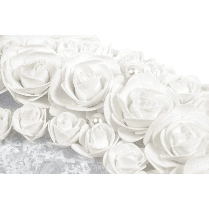 Weißer Hochzeitfächer aus Rosen und Spitzen