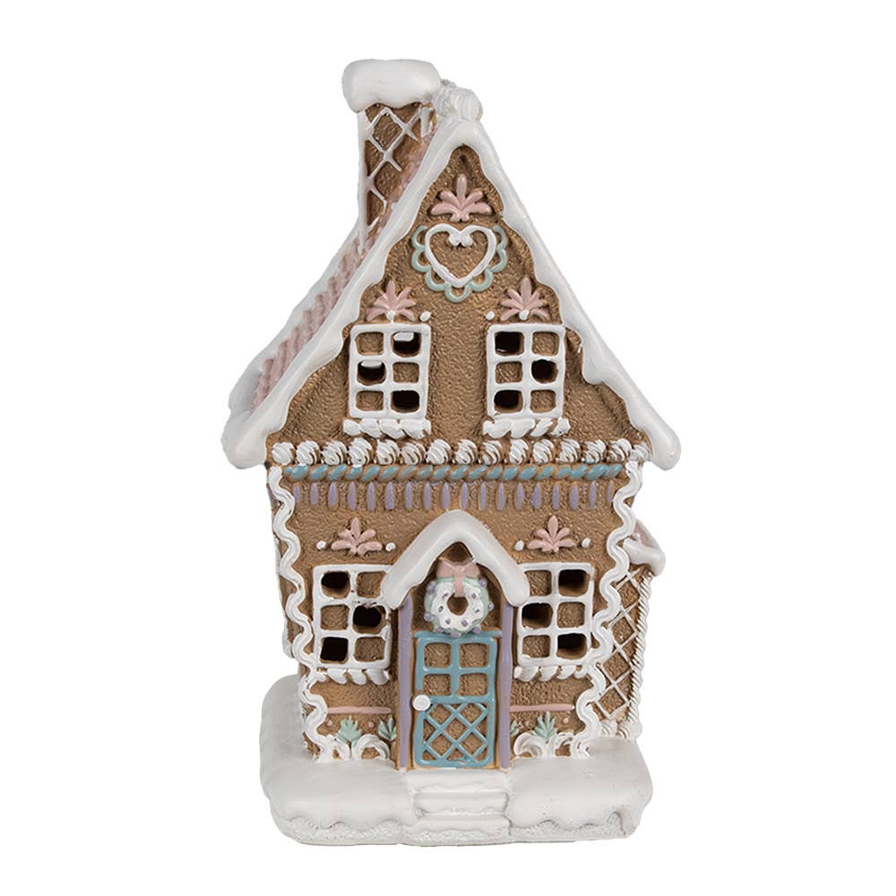 Vintage Lebkuchenhaus mit LED 13x10x21 cm Braun