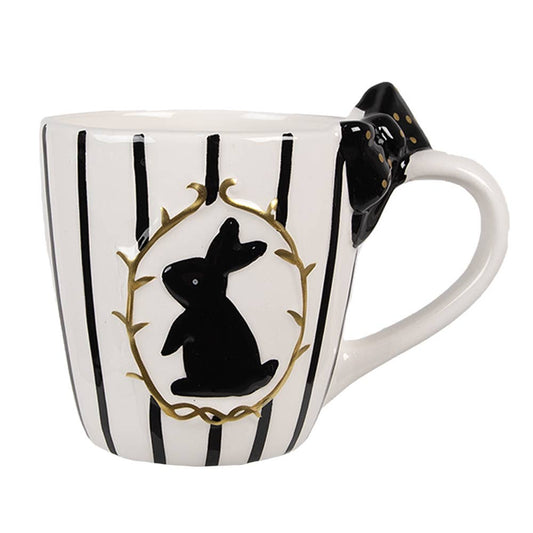 Tasse Hase aus Keramik, 350 ml, Weiß/Schwarz